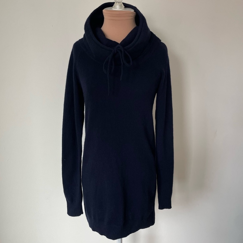Theory Brielle Dark Harbor Blue Cashmere Long Sleeve Sweater Dress EUC Size S